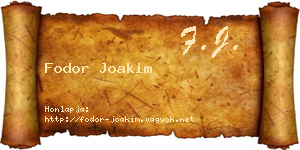 Fodor Joakim névjegykártya